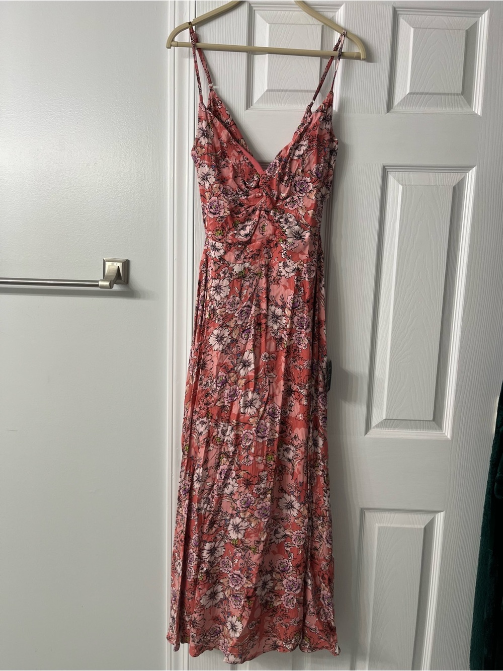 Pink/Coral Floral Midi Dress